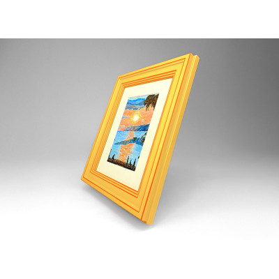 Рамка 372, цвет - лимонный желтый с оранжевыми полосками, 32 мм